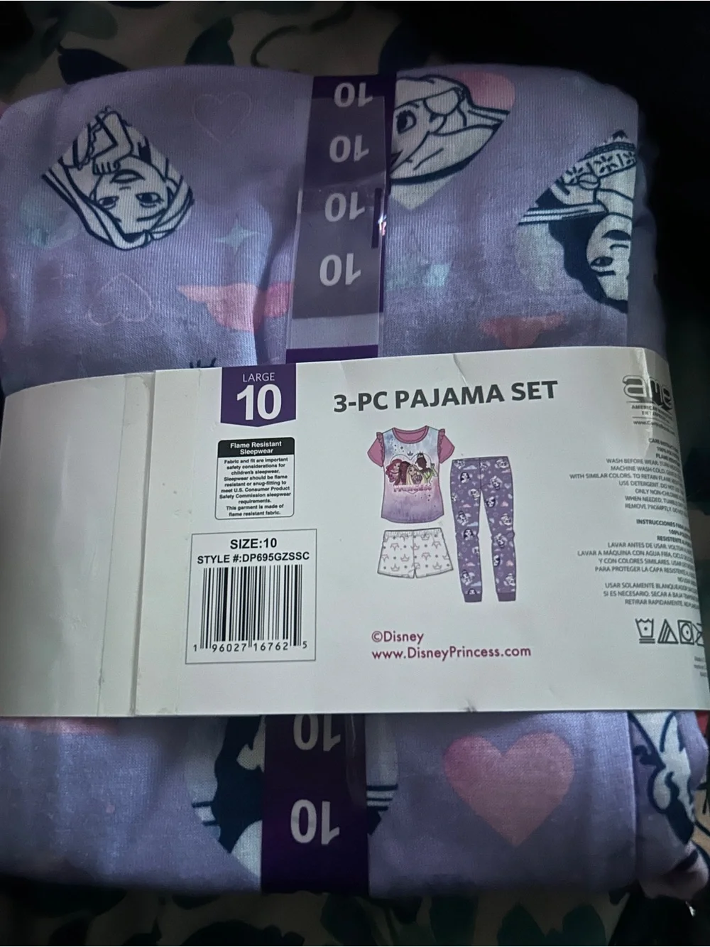 Disney Princess Girls' Pink & Purple 3-PC Pajama Set